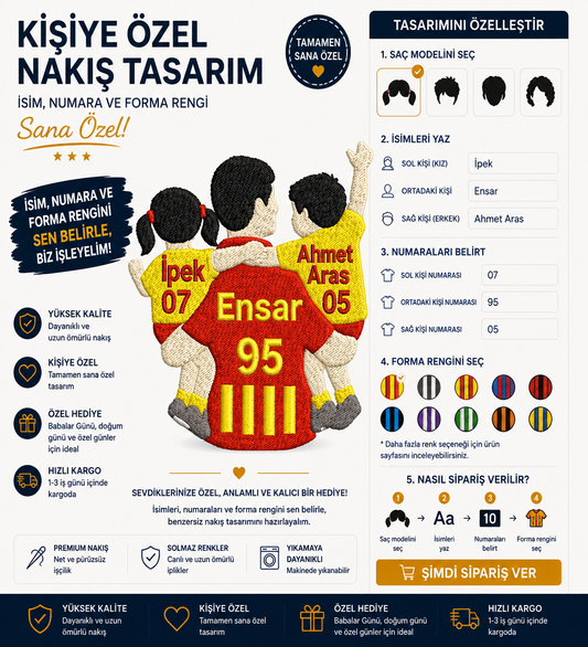 Kişiye Özel Baba ve Çocukları Nakışı