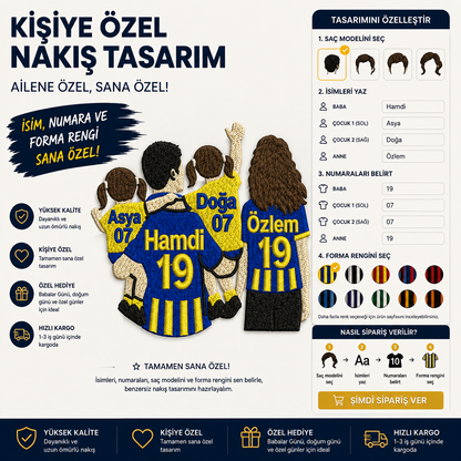 Kişiye Özel Takımlı Anne - Baba ve Çocukları Tasarımı
