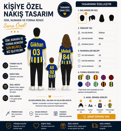 Kişiye Özel Takımlı Aile Nakışı