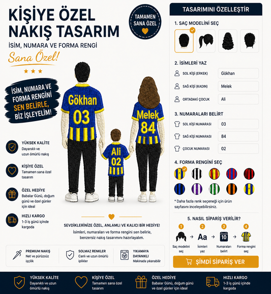 Kişiye Özel Takımlı Aile Nakışı
