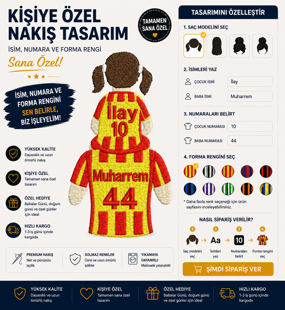 Takım Formalı Baba Çocuk Nakışı
