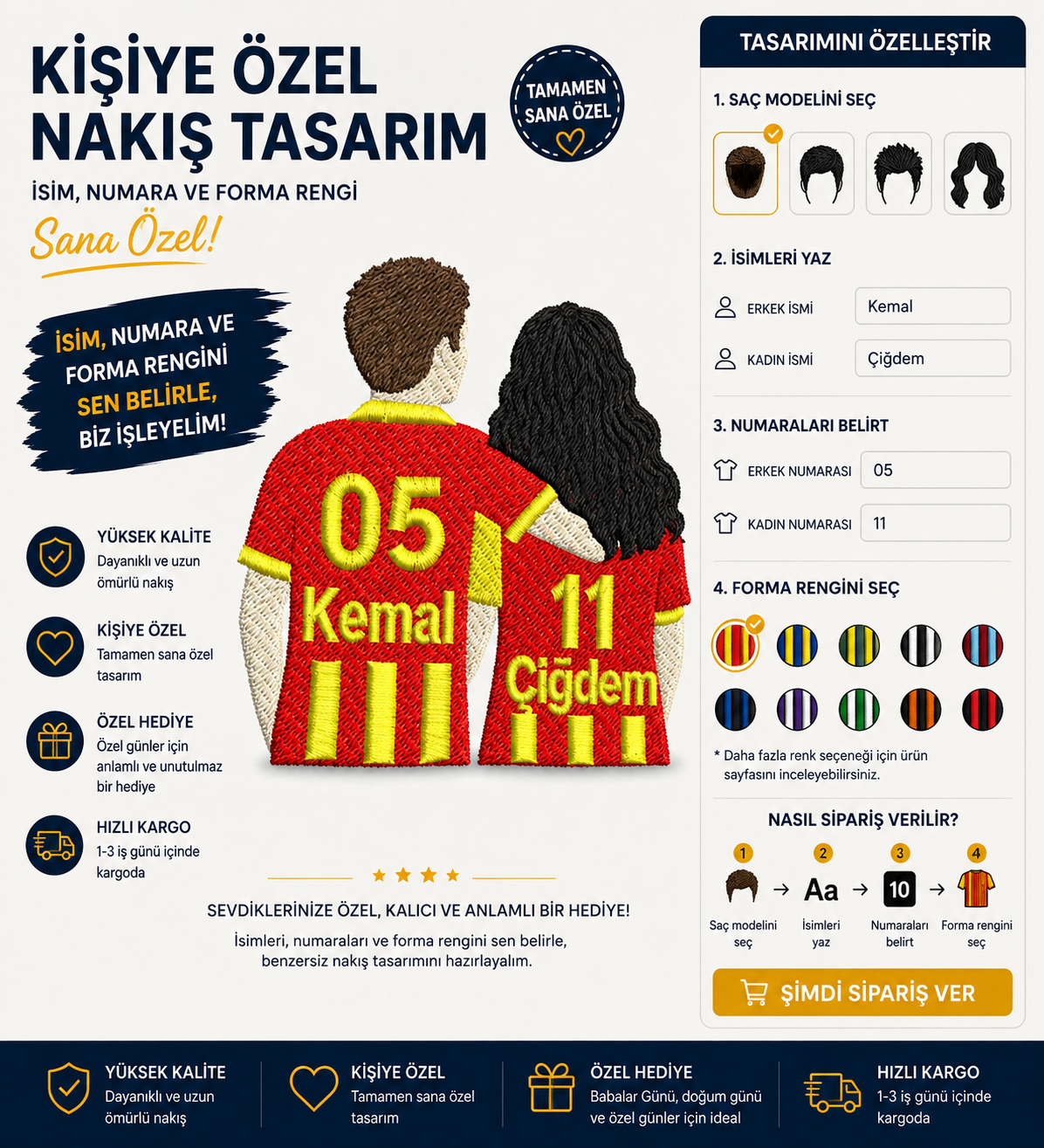 Kişiye Özel Takımlı Çift Nakışı