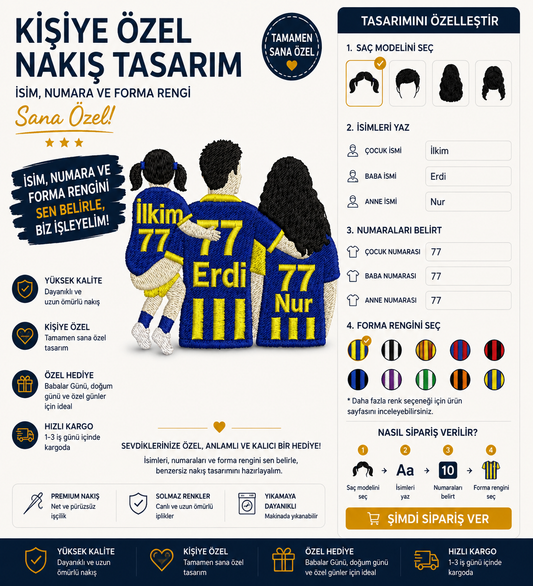 Kişiye Özel ANNE BABA ÇOCUK NAKIŞI
