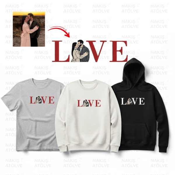 L X V E Yazılı Fotoğraf Nakışı